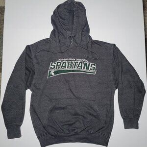 Cadre Michigan State Spartans Mens Gray and Green Pullover Hoodie Size Medium